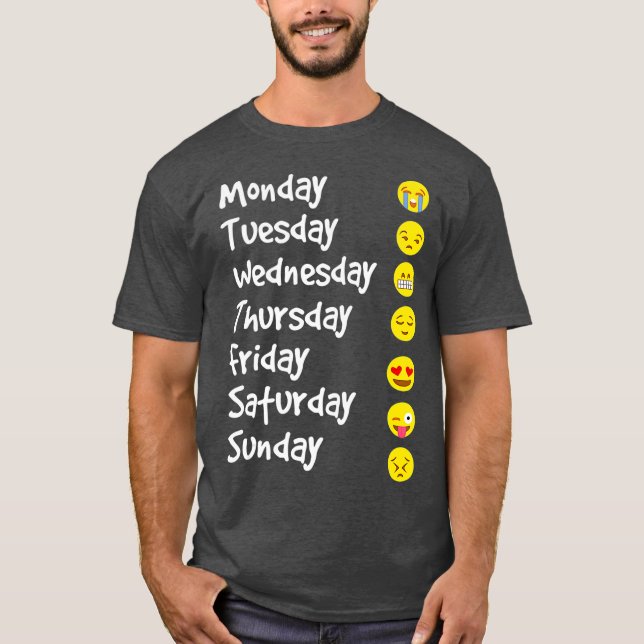 T-shirt Emoji Aimez Votre Émoticon 7 Jours Par Semaine Bla (Devant)