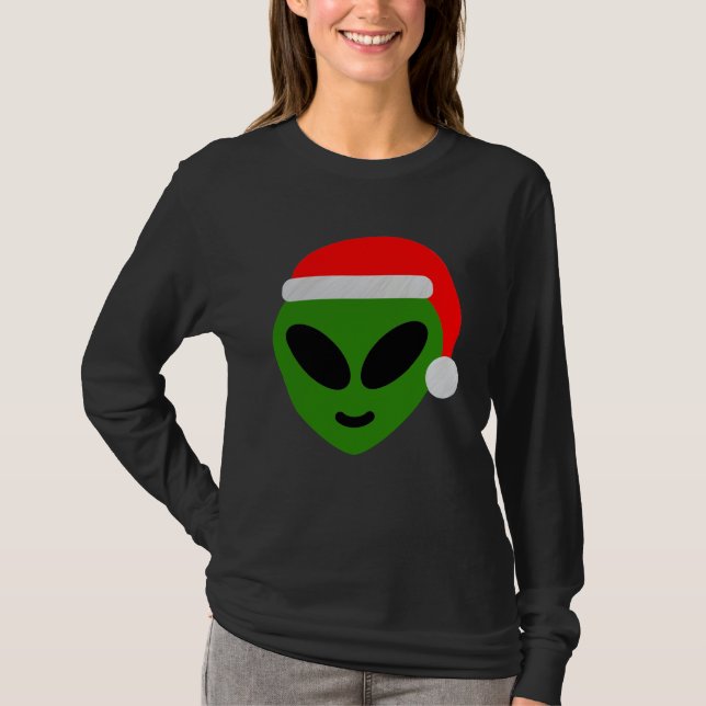 T-shirt emoji alien père Noël vert (Devant)