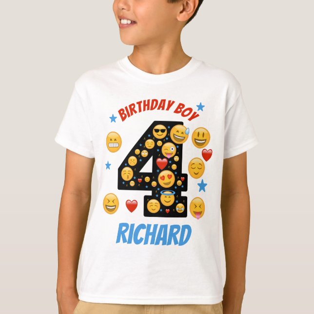T-shirt Emoji Anniversaire Garçon Quatrième visage sourire (Devant)