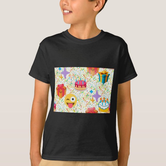 T-shirt emoji anniversaire heureux (Devant)