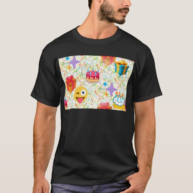 T-shirt emoji anniversaire heureux (Devant)