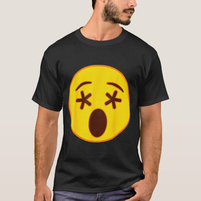 T-shirt Emoji Crossed Out Eyes Yellow Smile Face  (Devant)