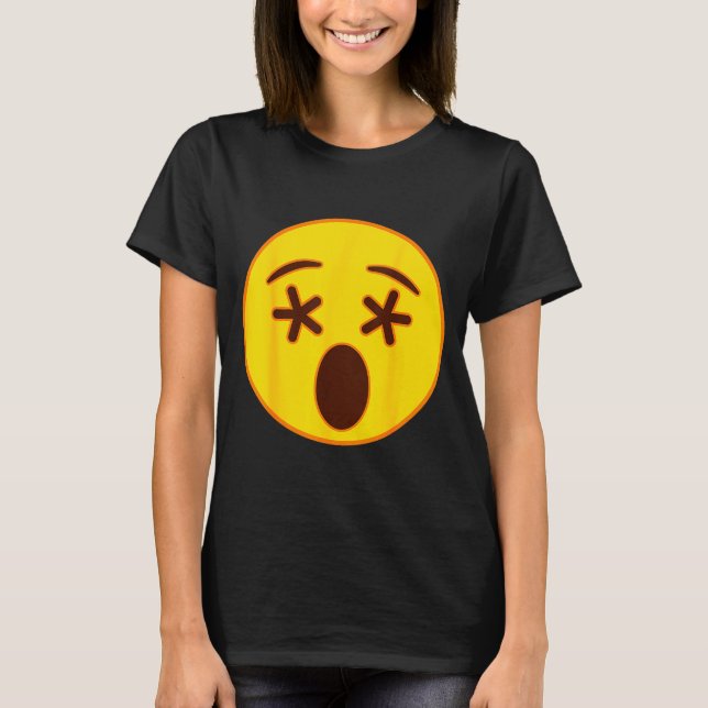 T-shirt Emoji Crossed Out Eyes Yellow Smile Face  (Devant)