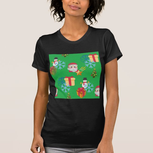 T-shirt emoji de Noël vert (Devant)