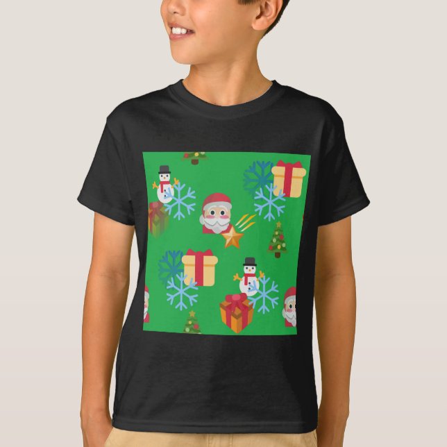 T-shirt emoji de Noël vert (Devant)