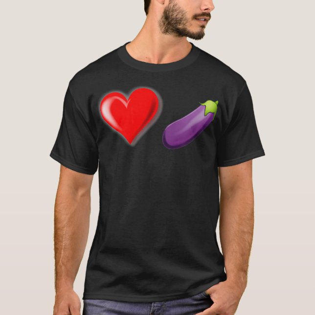 T-shirt Emoji Eggplant Coeur LGBTQ (Devant)