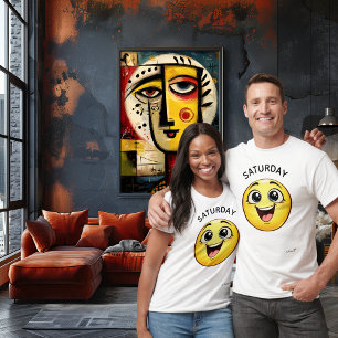 T-shirt Emoji Excité Conception d'humeur du samedi