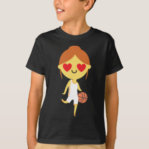 T-shirt Émoji, fille de basket-ball