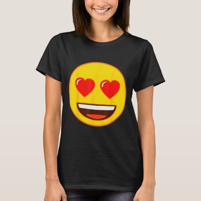 T-shirt Emoji Heart Eyes Yellow Smile Face  (Devant)