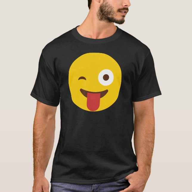 T-shirt Emoji heureux avec la langue (Devant)