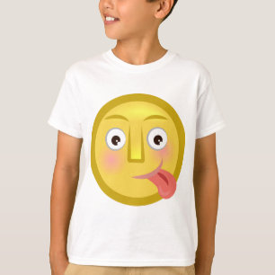 T-shirt Émoji Langue Sortie Visage Drôle et Nigaud