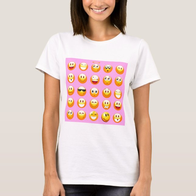 T-shirt émoji rose pastel (Devant)