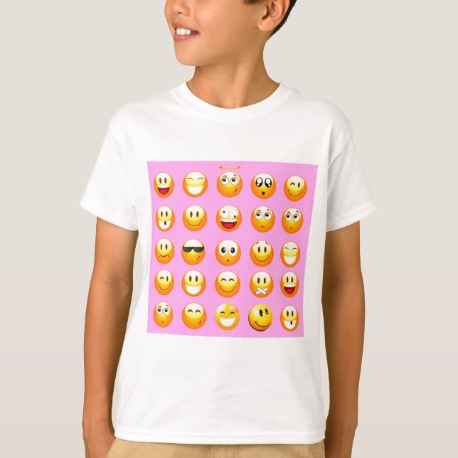 T-shirt émoji rose pastel (Devant)