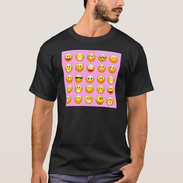 T-shirt émoji rose pastel (Devant)