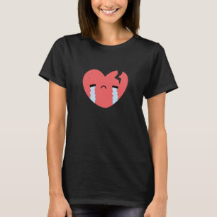 T-shirt Emoji visage mignon pleurant cœur brisé