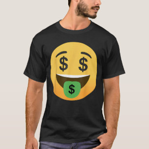 T-shirt Émoticon drôle visage bouche dollar avec signe mon