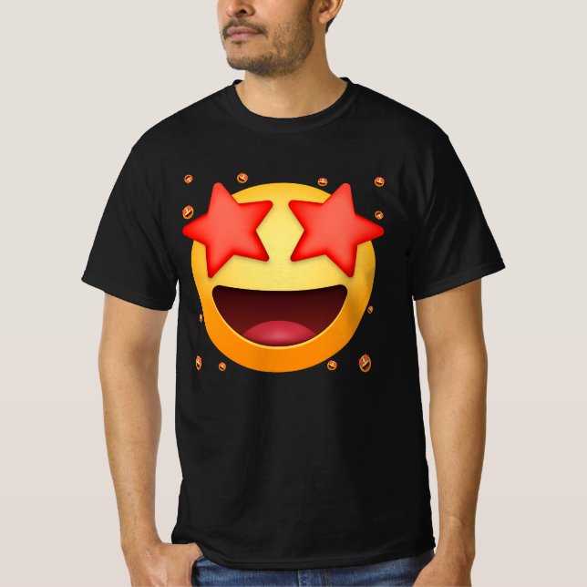 T-shirt Emoticon Star Fraîche Eyes Smiling Visage Starry (Devant)
