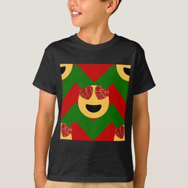 T-shirt émoticône de coeur de noël (Devant)
