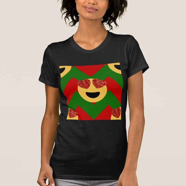 T-shirt émoticône de coeur de noël (Devant)