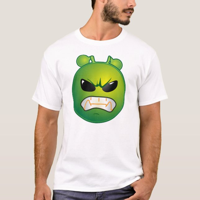 T-shirt Émoticône verte fâchée (Devant)