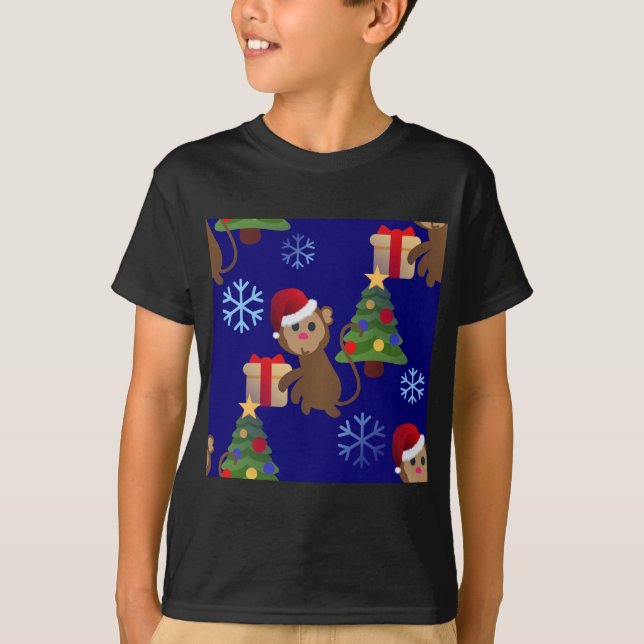 T-shirt Émotion de singe de père Noël (Devant)