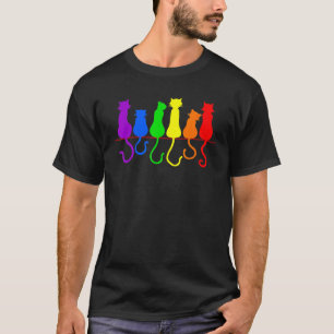 T-shirt Empilement de chats arc-en-ciel Fierté gay LGBT An