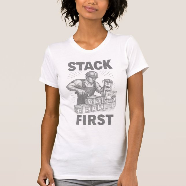 T-shirt Empilement Financier de Premier Plan Maçon Empilem (Devant)