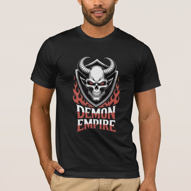 T-shirt Empire démon Graphisme Crâne Bouclier Diable cornu (Devant)
