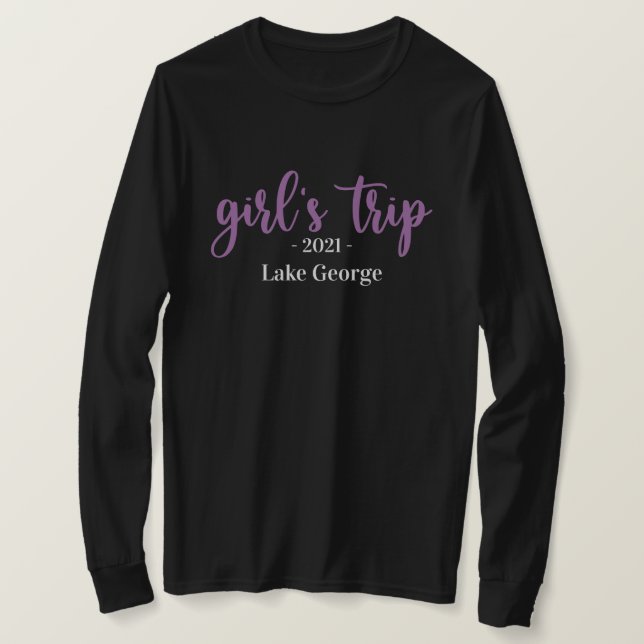 T-shirt Emplacement de voyage de la fillette de script et  (Design devant)