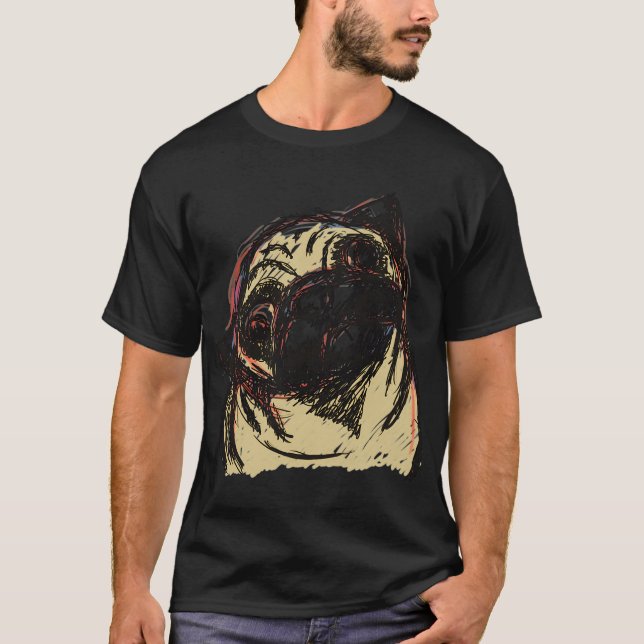 T-shirt empochage du pug (Devant)