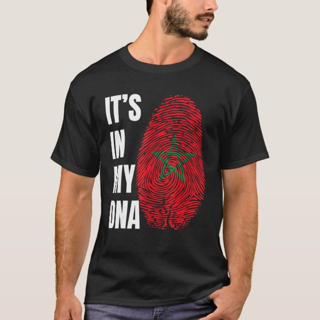 T-shirt Empreinte ADN Biométrie Marocaine Drapeau Maroc (Devant)