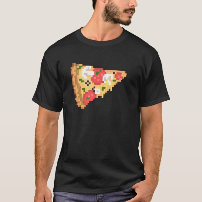 T-shirt Empreinte Alimentaire Pizza PixelArt fromage fondu (Devant)