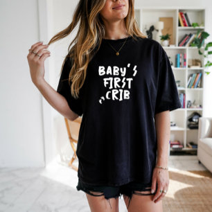 T-shirt Empreinte bébé de grossesse humoristique noir blan