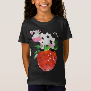 T-Shirt Empreinte de fraise Cute Aquarelle rose Vacas de v