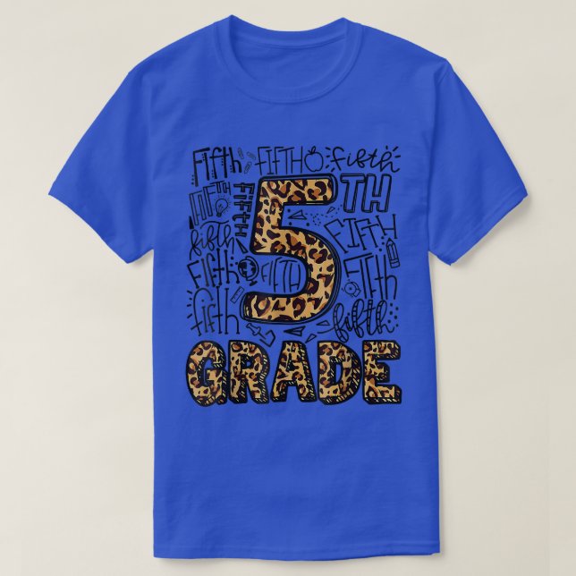 T-shirt Empreinte de léopard 5e année Retour à l'école Cad (Design devant)