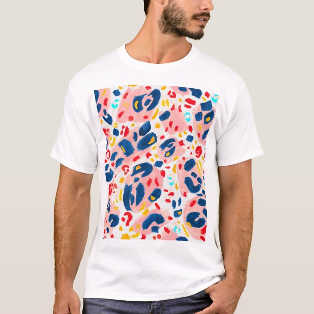 T-shirt Empreinte de léopard : aquarelle peinte à la main. (Devant)