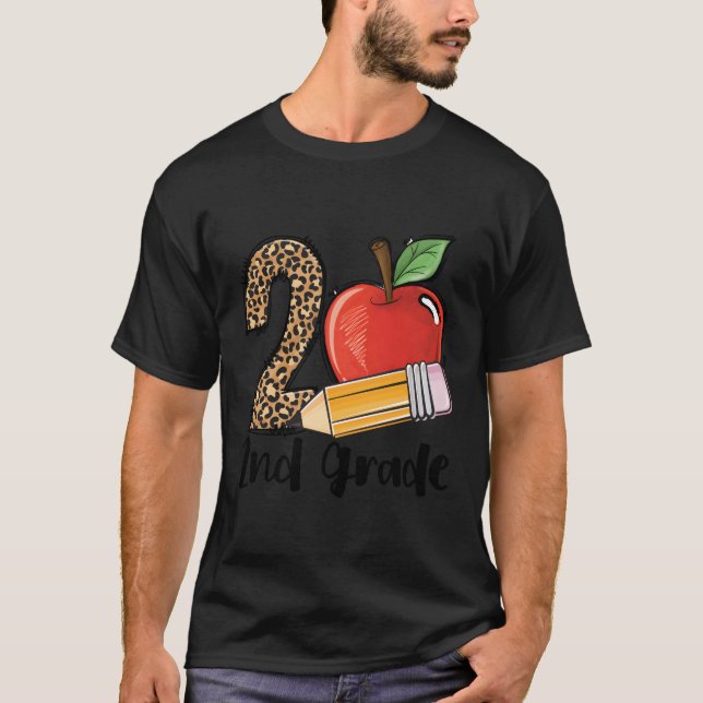 T-shirt empreinte de léopard De 2E Année Retour À L'École  (Devant)