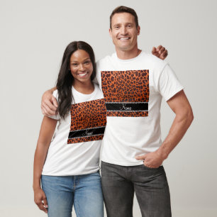 T-shirt Empreinte de léopard de parties scintillant orange
