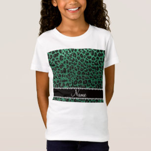 T-Shirt Empreinte de léopard d'parties scintillant verte m
