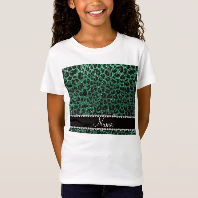 T-Shirt Empreinte de léopard d'parties scintillant verte m (Devant)