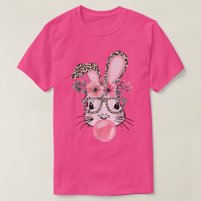 T-shirt Empreinte de léopard Lapin Bunny Blowbble Gum Est (Design devant)