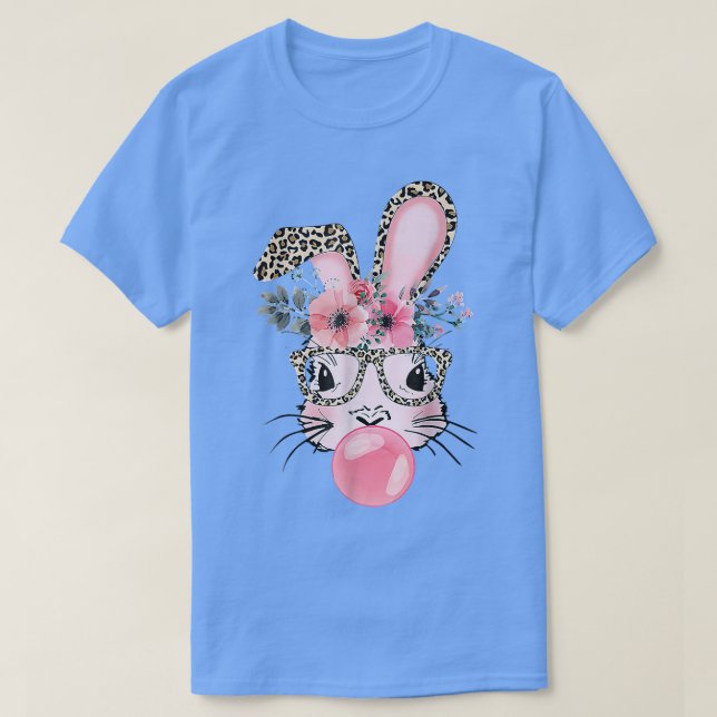 T-shirt Empreinte de léopard Lapin Bunny Blowbble Gum Est (Design devant)