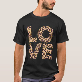 T-shirt Empreinte de léopard Love Heart Cadeau Cool Leopar