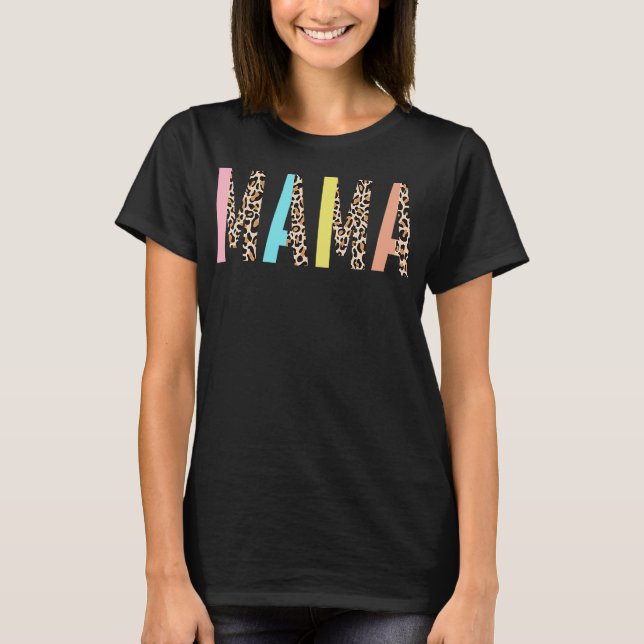T-shirt Empreinte de léopard Mama Maman Poster de animal F (Devant)