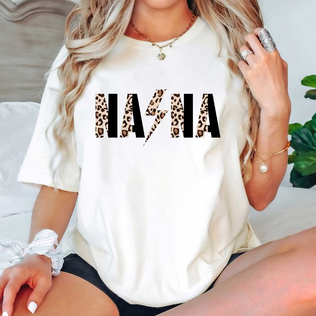 T-shirt Empreinte de léopard Nana Anniversaire ou Annivers (Leopard Print Nana Birthday or Anniversary Trendy T-Shirt)