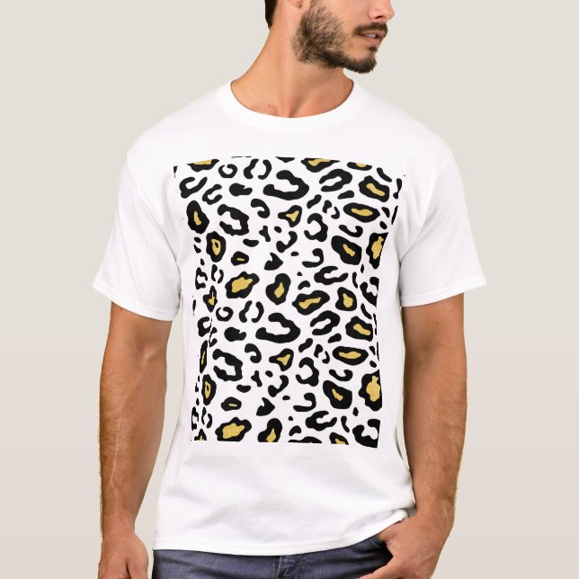 T-shirt Empreinte de léopard or, motif sans soudure. (Devant)