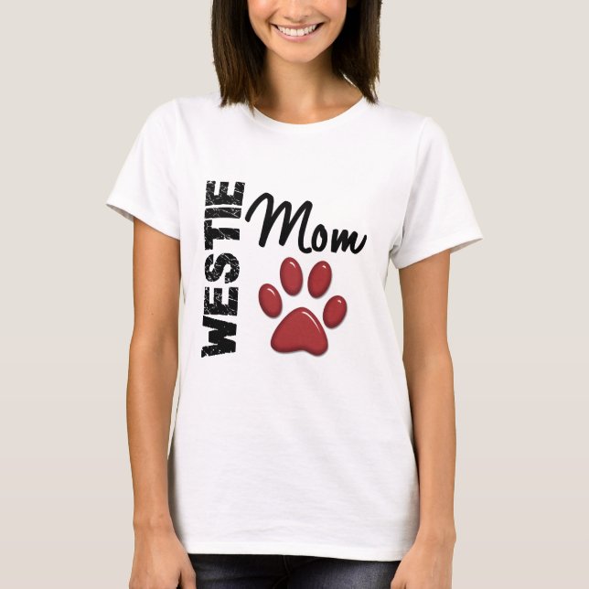 T-shirt Empreinte de patte 2 de maman de Westie (Devant)
