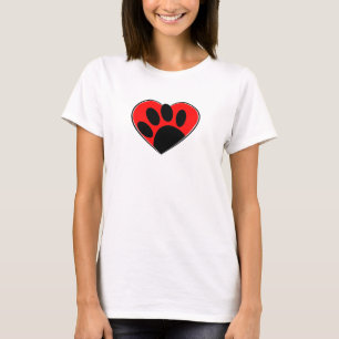 T-shirt Empreinte de patte Amoureux des chiens Et Coeur Ro