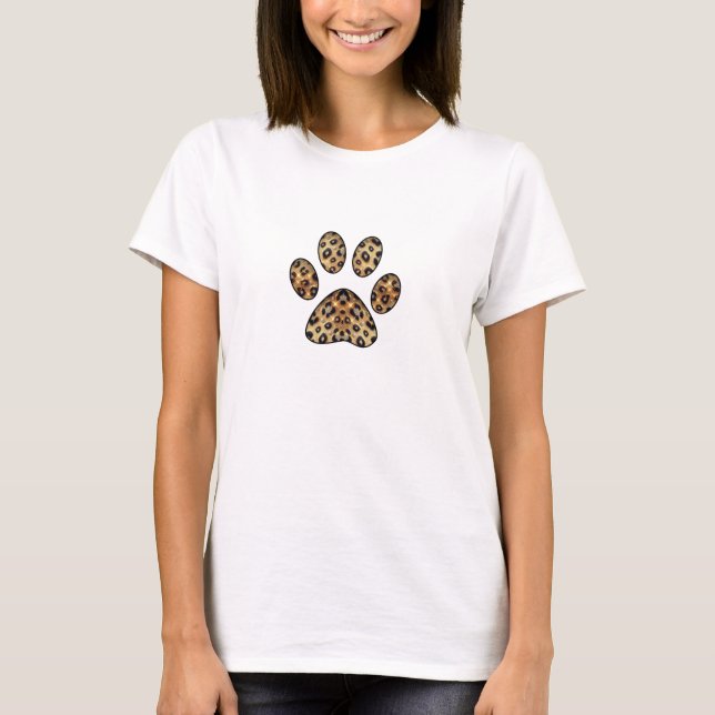 T-shirt Empreinte de patte avec éclat de léopard doré et n (Devant)