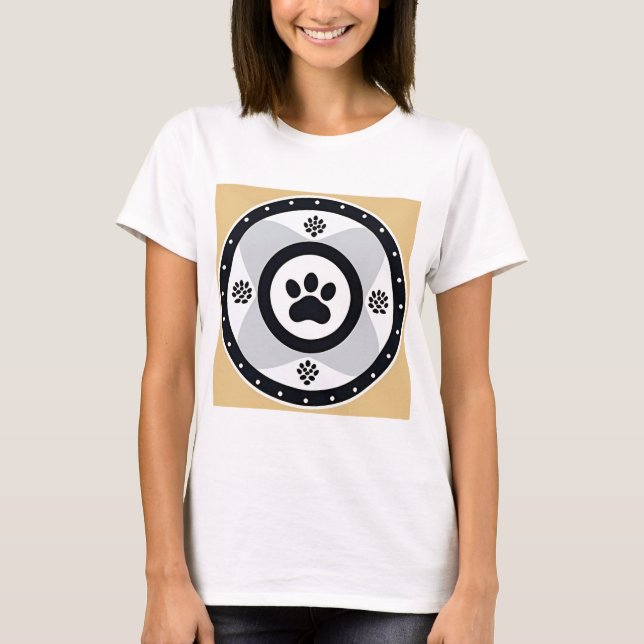 T-shirt Empreinte de Patte avec Éléments Décoratifs (Devant)